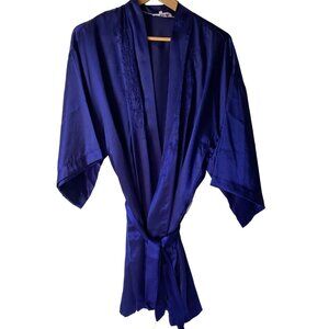 Daffodil hand embroidered purple kimono robe satin‎ short women L